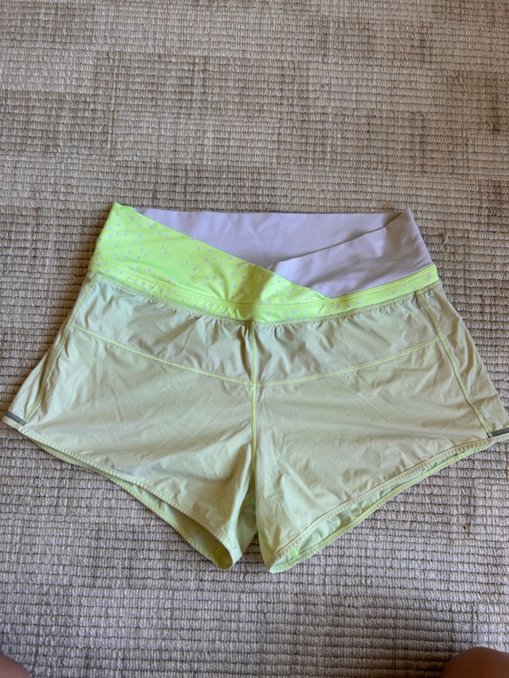 lululemon athletica Neon Yellow Performance Speed up Shorts with v shape waist